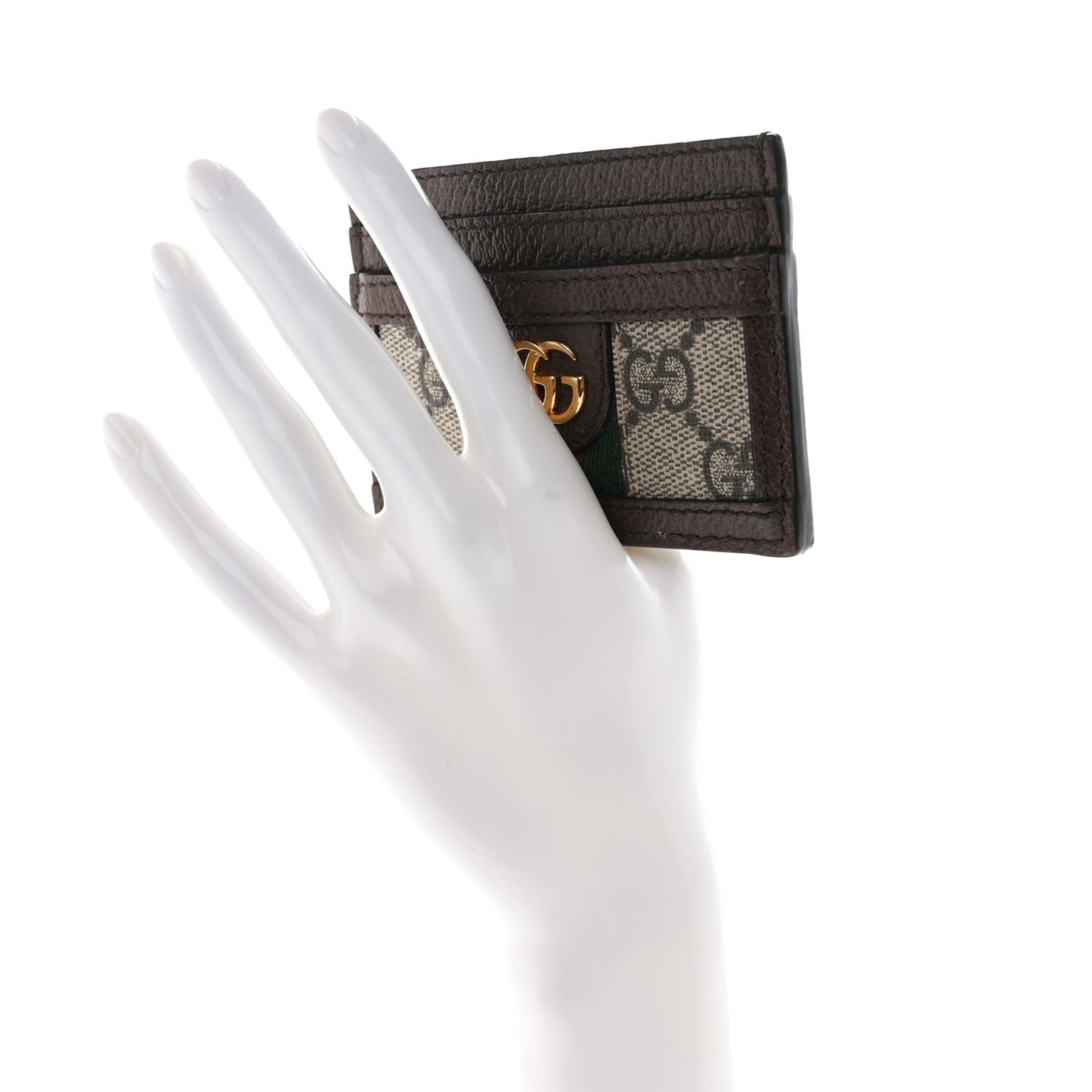 GG Supreme Monogram Ophidia Card Holder Brown
