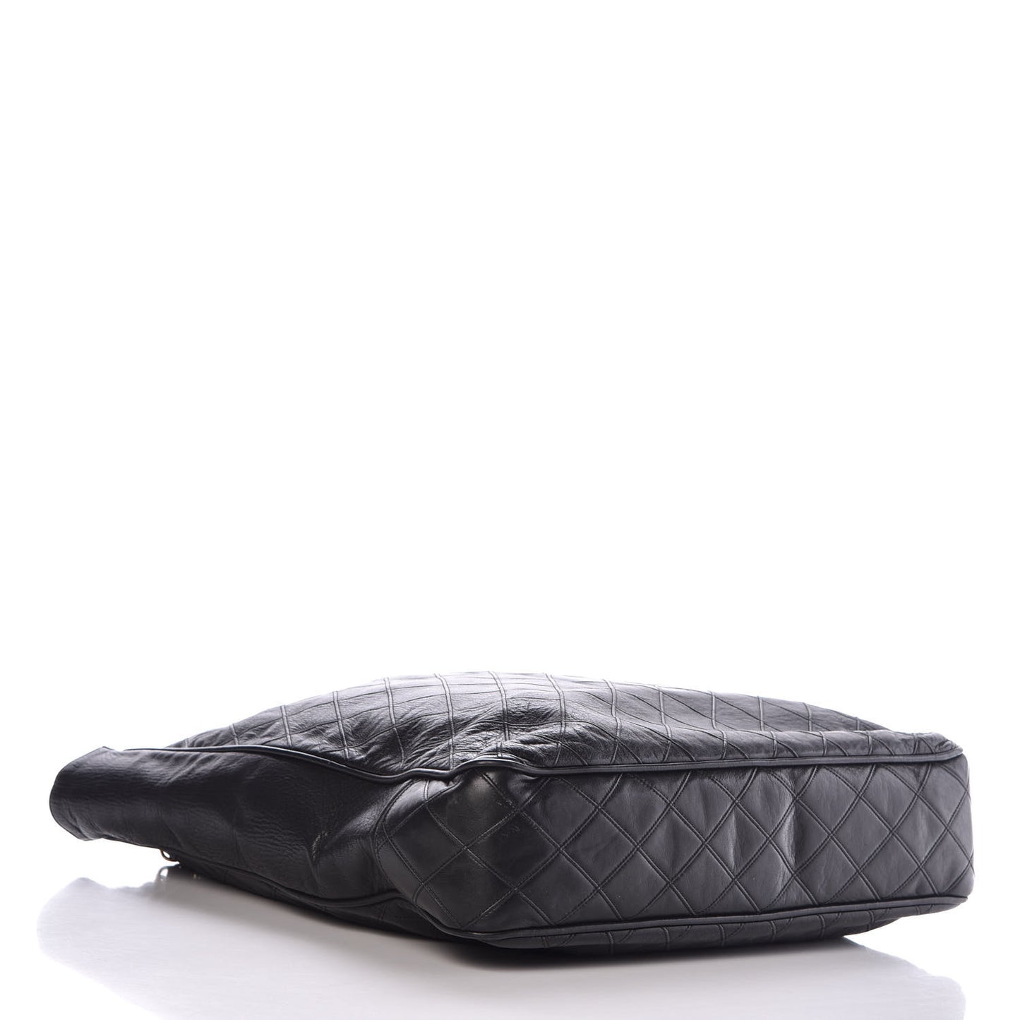 Lambskin Double Stitched Tote Black