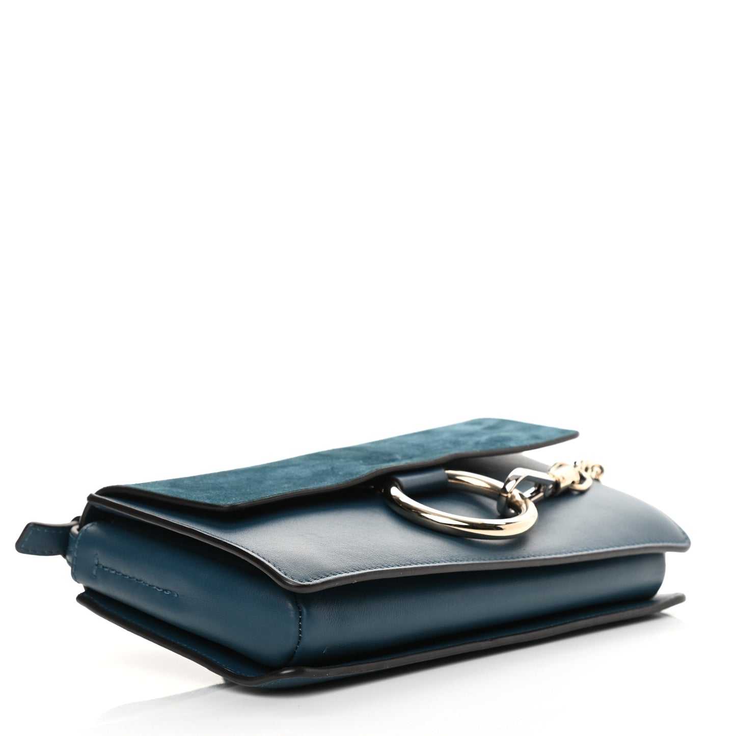 Suede Calfskin Small Faye Shoulder Bag Majolica Blue