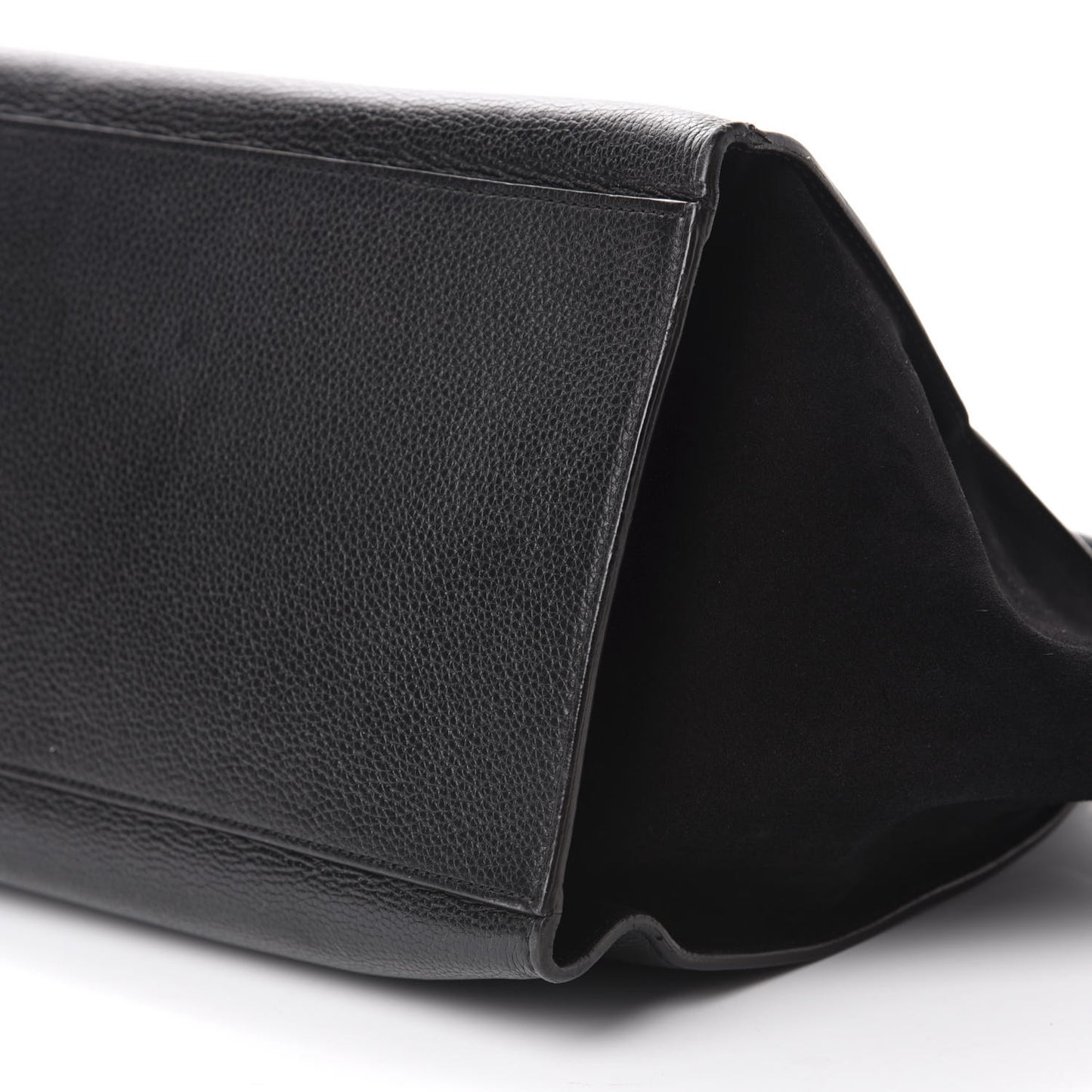 Drummed Calfskin Suede Medium Trapeze Black