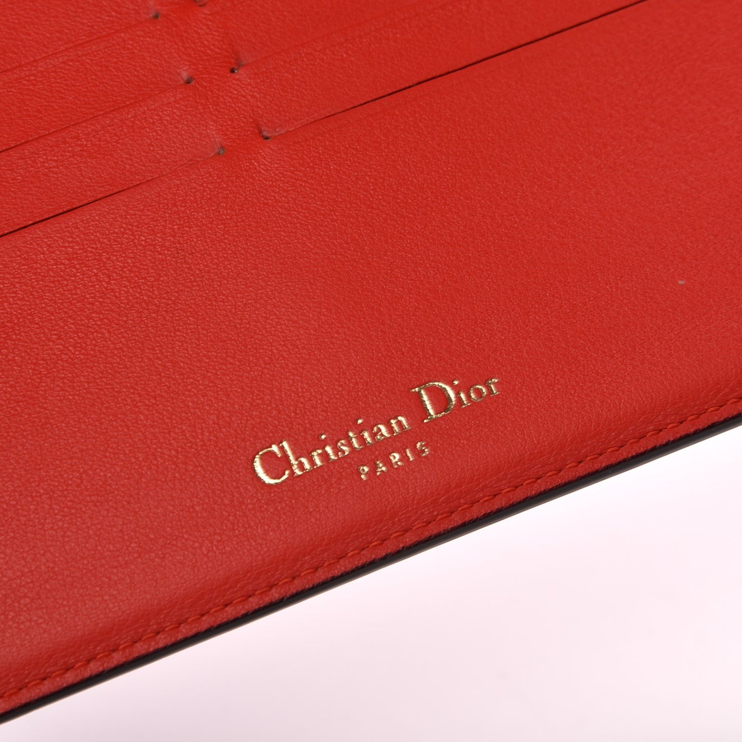 Smooth Calfskin Bi-Color Diorissimo Long Wallet Pink Red