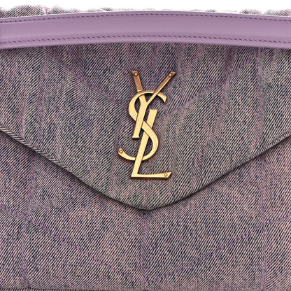 Saint Laurent Denim Quilted Small Loulou Puffer Monogram Chain Satchel Bleached Lilac 8 of 10