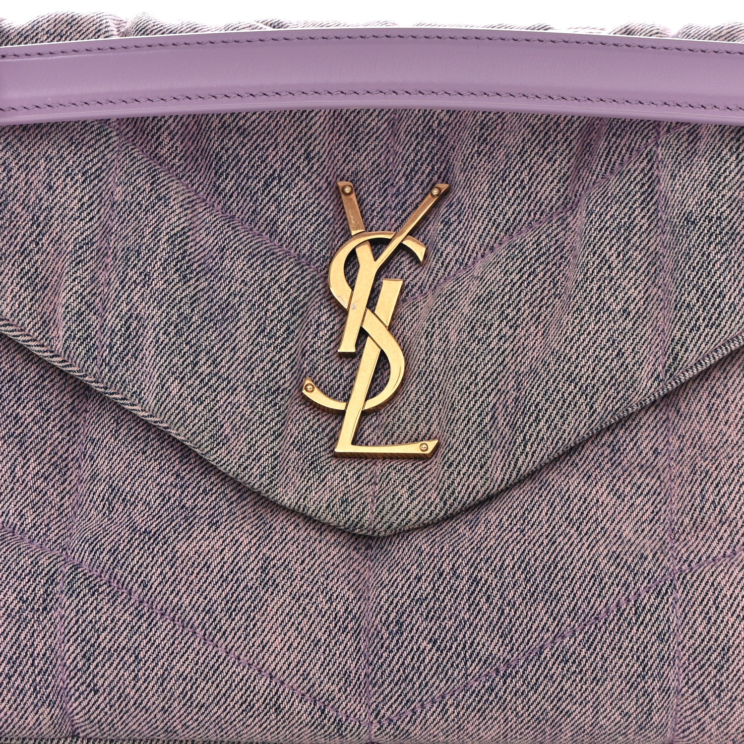 Saint Laurent Denim Quilted Small Loulou Puffer Monogram Chain Satchel Bleached Lilac 8 of 10