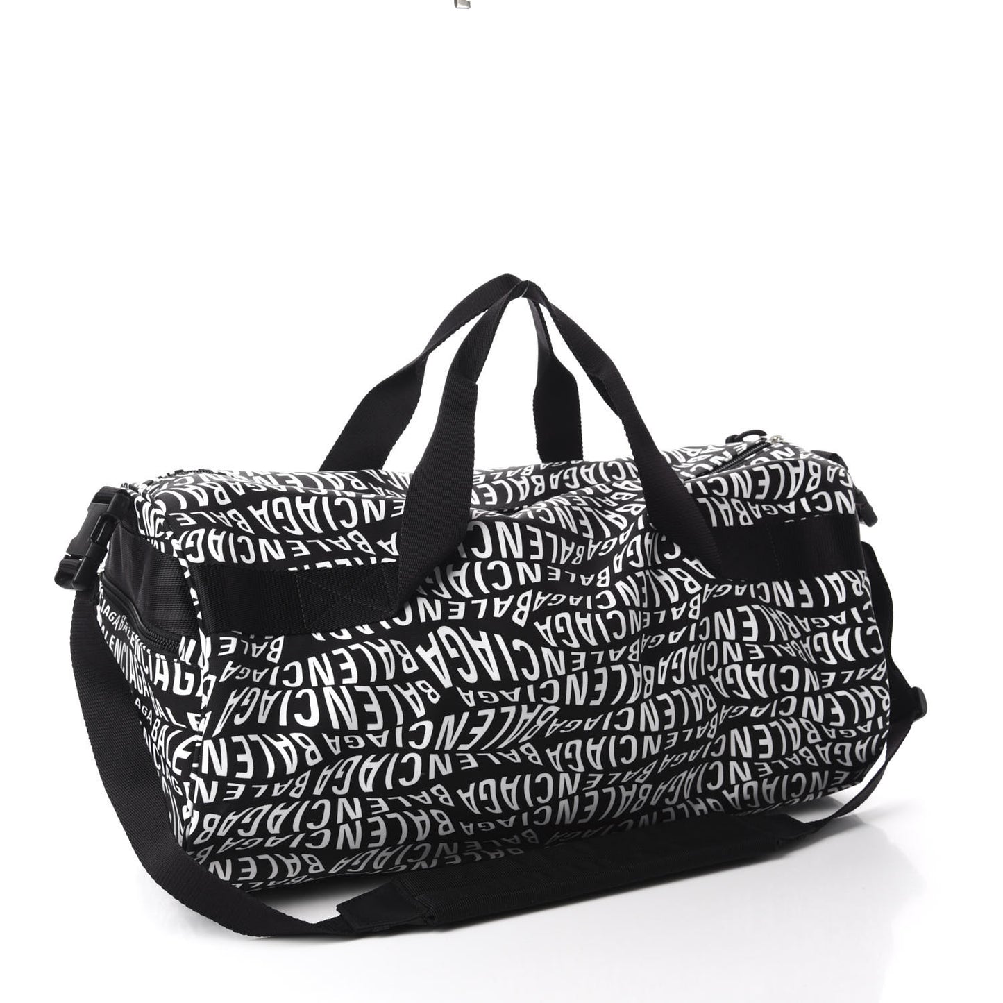 Nylon Wave Logo Wheel Gym Bag Black