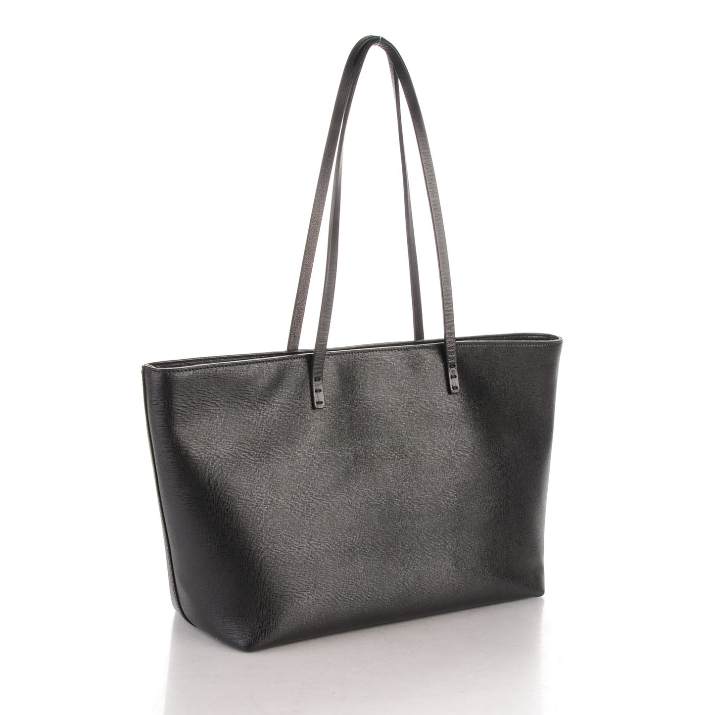 Vitello Elite Shearling Block Letter Small Roll Tote Black