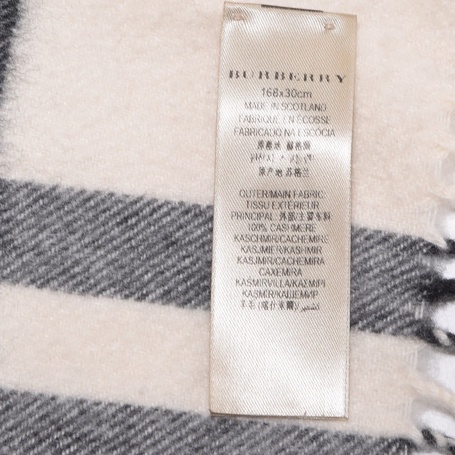 Burberry Cashmere Giant Check Fringe Scarf Natural White 5 of 5