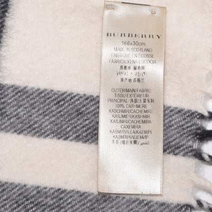 Burberry Cashmere Giant Check Fringe Scarf Natural White 5 of 5