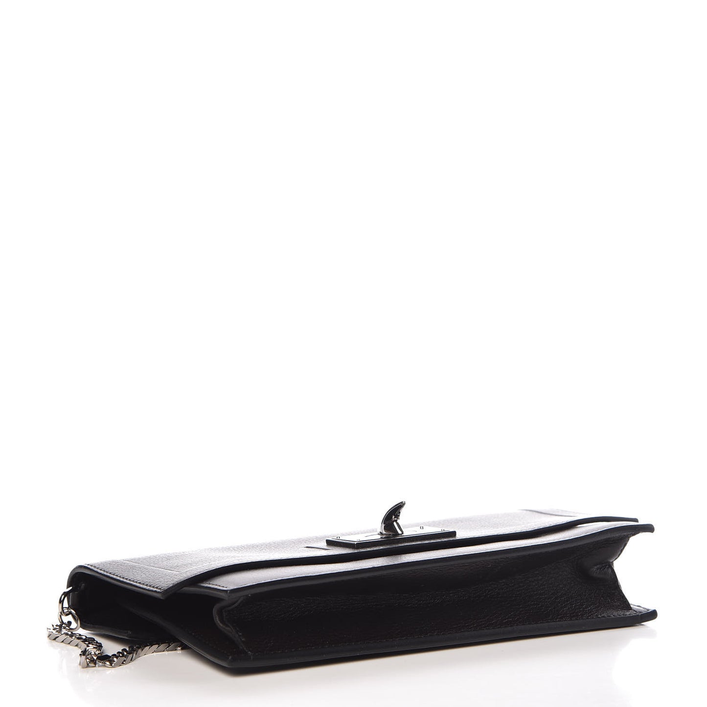 Calfskin Shark Lock Chain Wallet Black