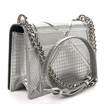 Christian Dior Metallic Patent Micro-Cannage Medium Diorama Flap Bag Silver 3 of 10