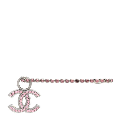 Chanel Crystal CC Safety Pin Brooch Gold Pink 1 of 7