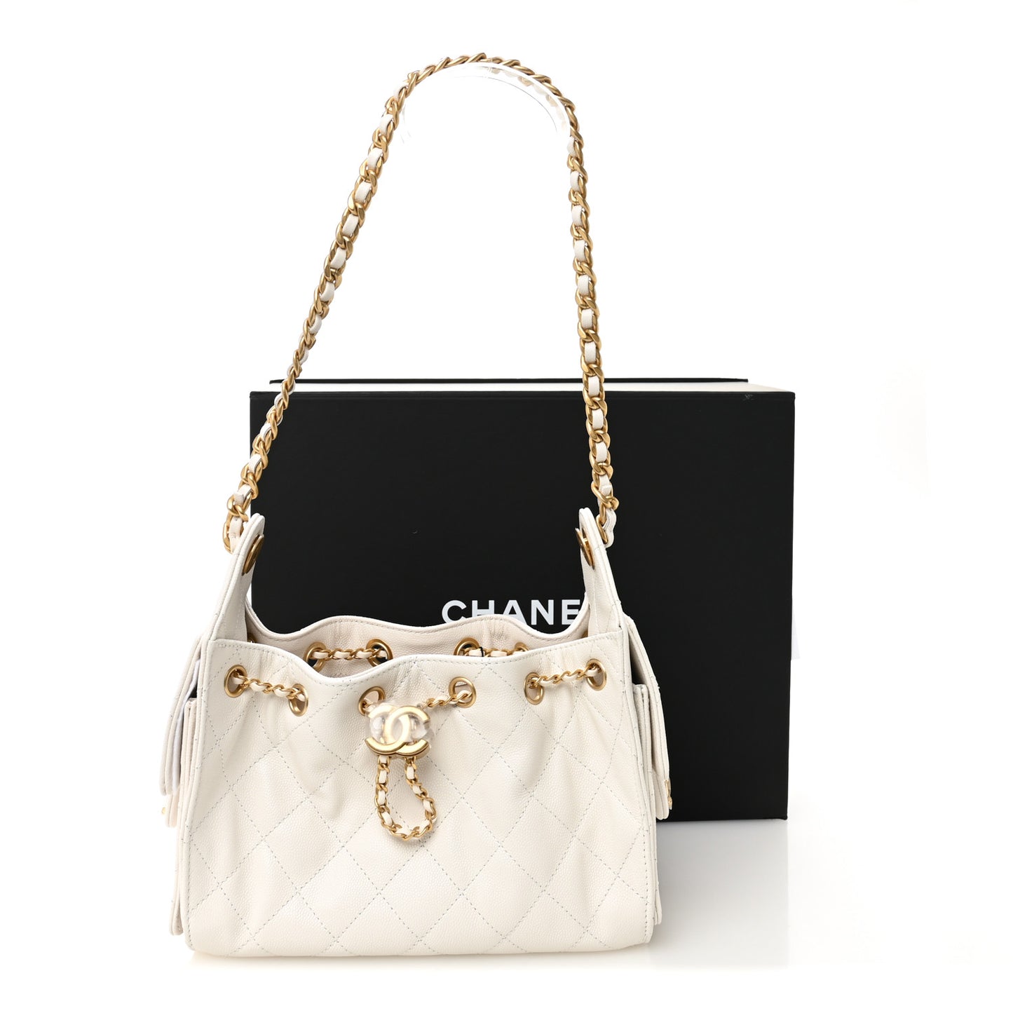 Caviar Quilted Mini Chanel 25 Handbag White