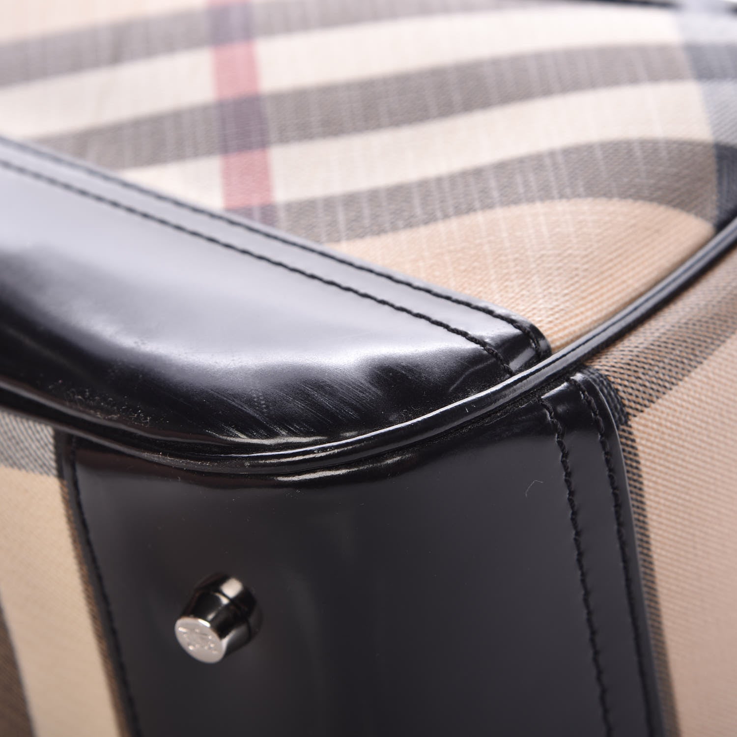 Burberry Supernova Check Patent Bowling Bag Black 10 of 17
