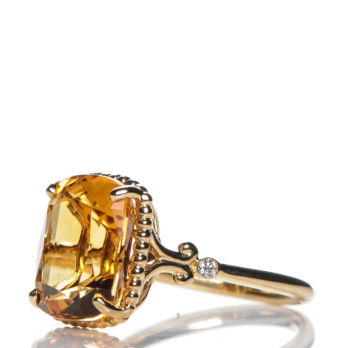 18K Yellow Gold Diamond Citrine Sparklers Cocktail Ring 6.25