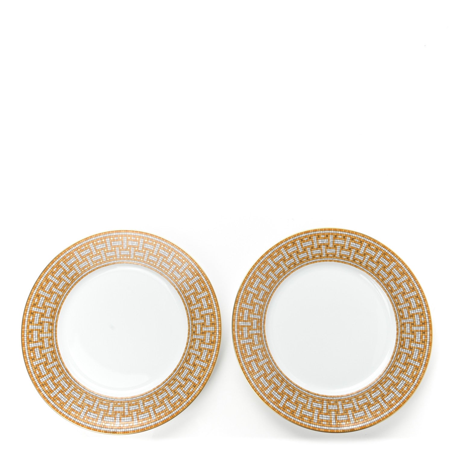 Hermes Porcelain Mosaique Au 24 Gold Dinner Plate Set of 2 2 of 10