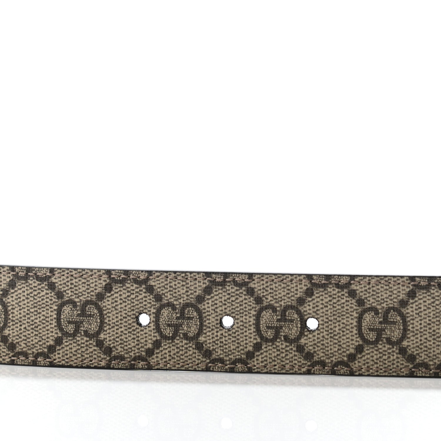 Gucci GG Supreme Monogram Plutone Calfskin Double G Reversible 30mm Belt 95 38 Beige Ebony New Acero 3 of 5