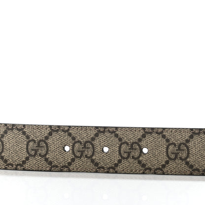 Gucci GG Supreme Monogram Plutone Calfskin Double G Reversible 30mm Belt 95 38 Beige Ebony New Acero 3 of 5
