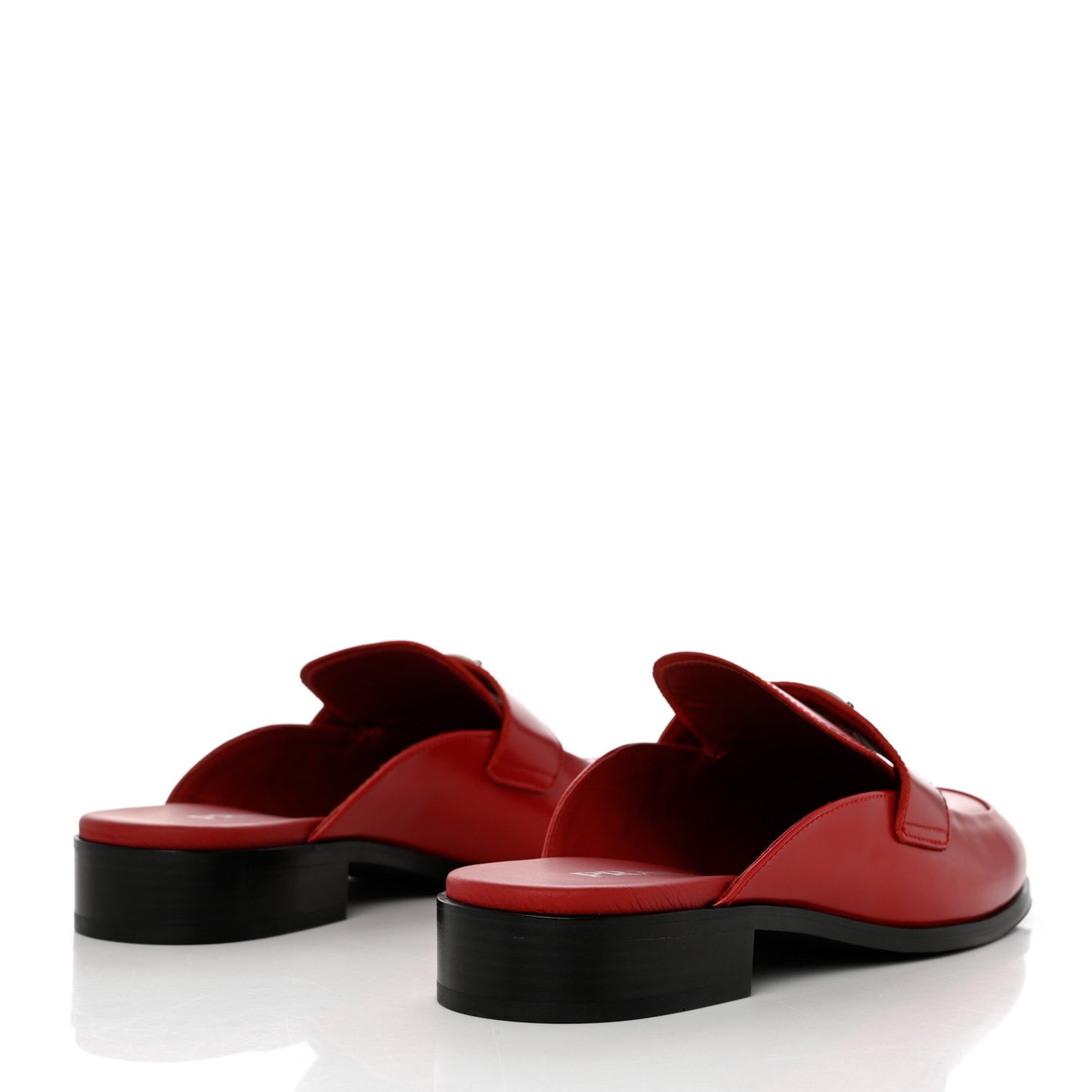 Spazzolato Metal Triangle Logo 25mm Loafer Mules 39.5 Scarlatto