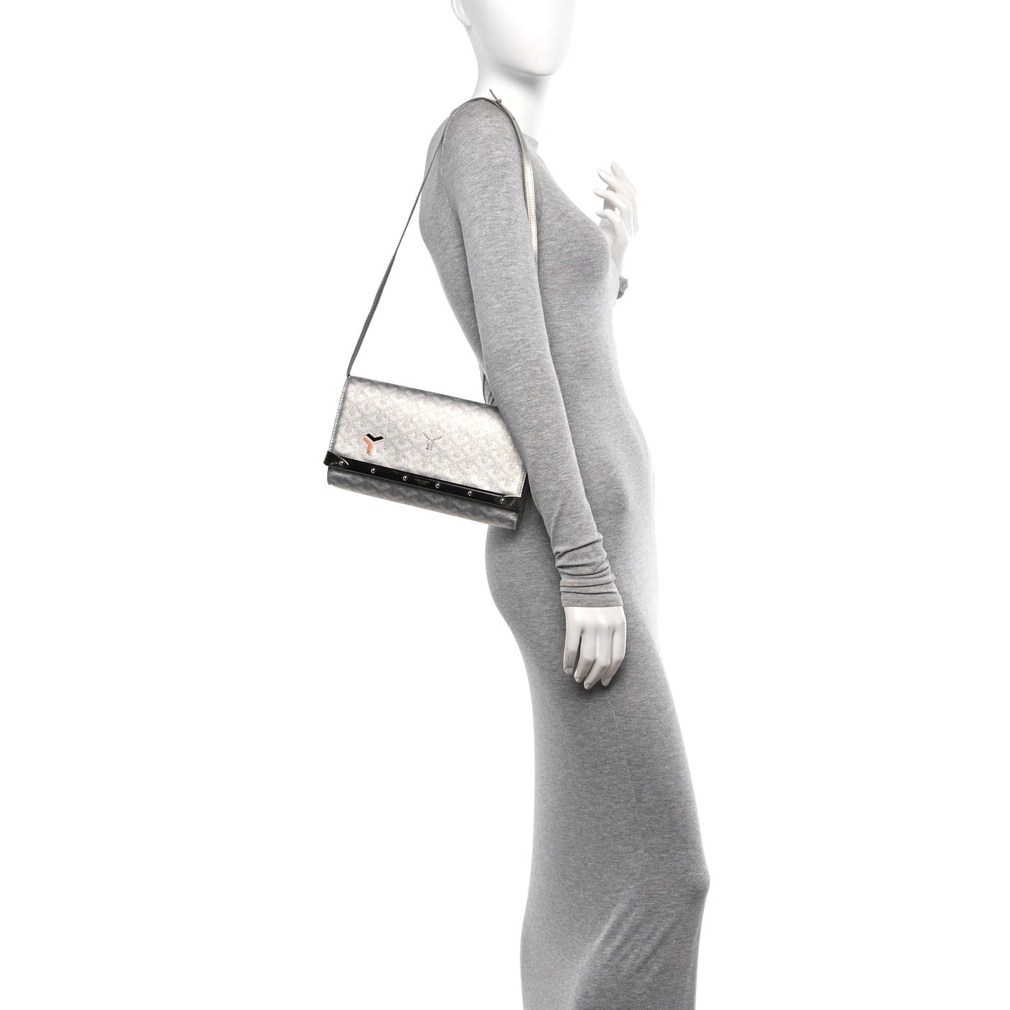Goyardine Monte Carlo Bois Clutch With Strap Silver