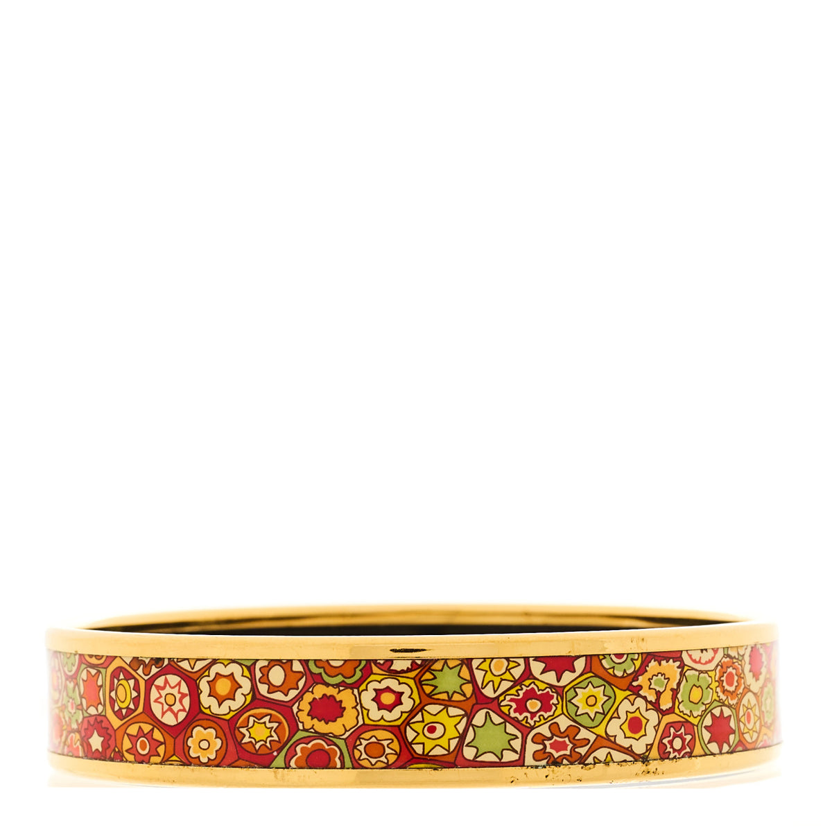 Hermes Enamel Printed Narrow Millefiori Bracelet 65 Orange 3 of 5