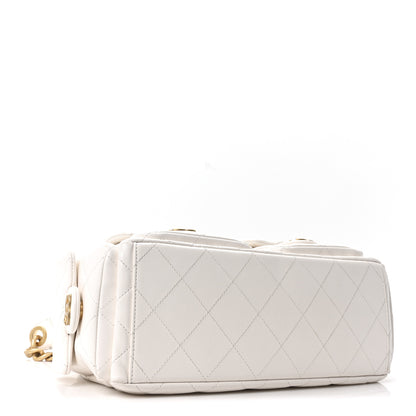 Chanel Shiny Lambskin Quilted Trendy Pockets Hobo White 4 of 10