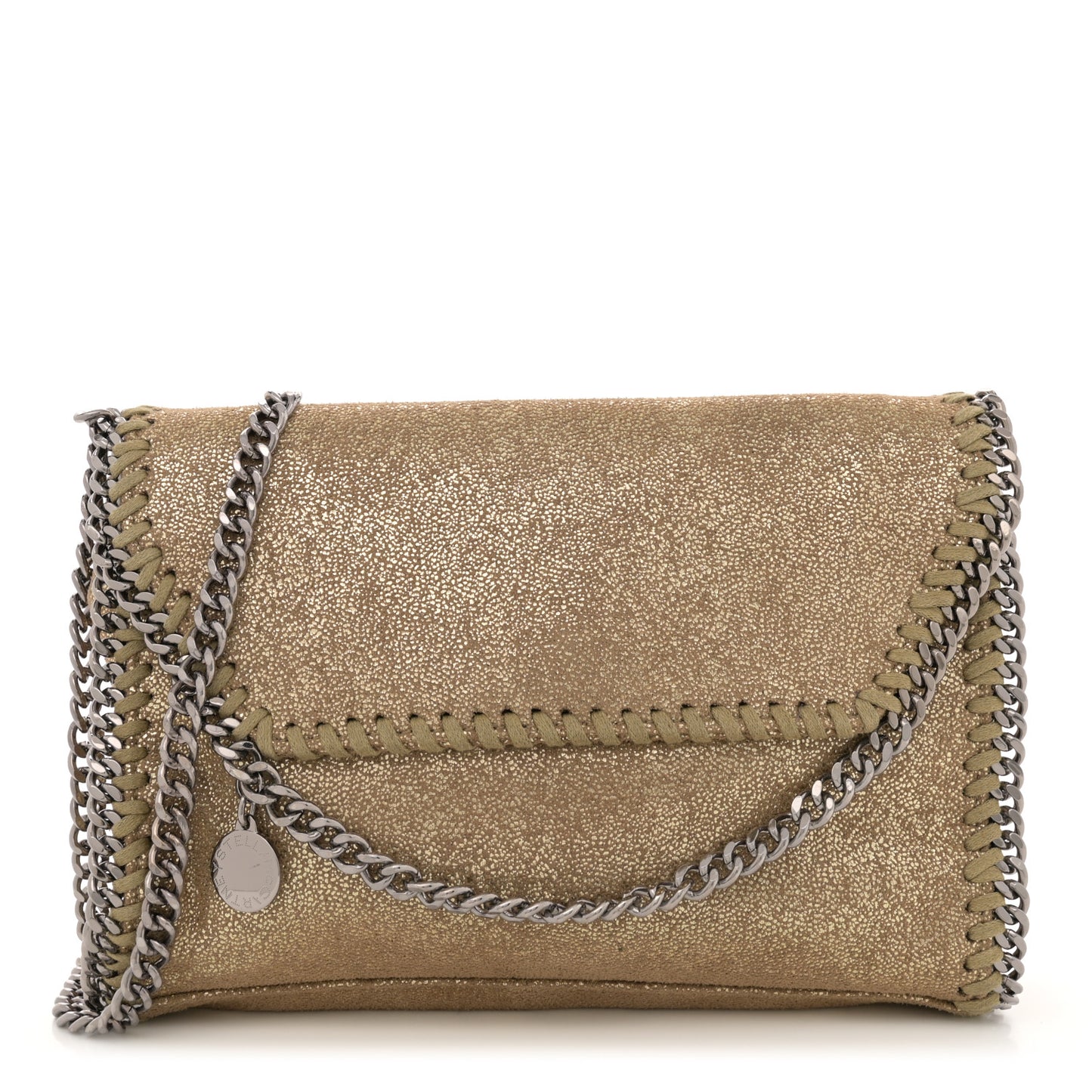 Metallic Shaggy Deer Mini Falabella Crossbody Bag Gold