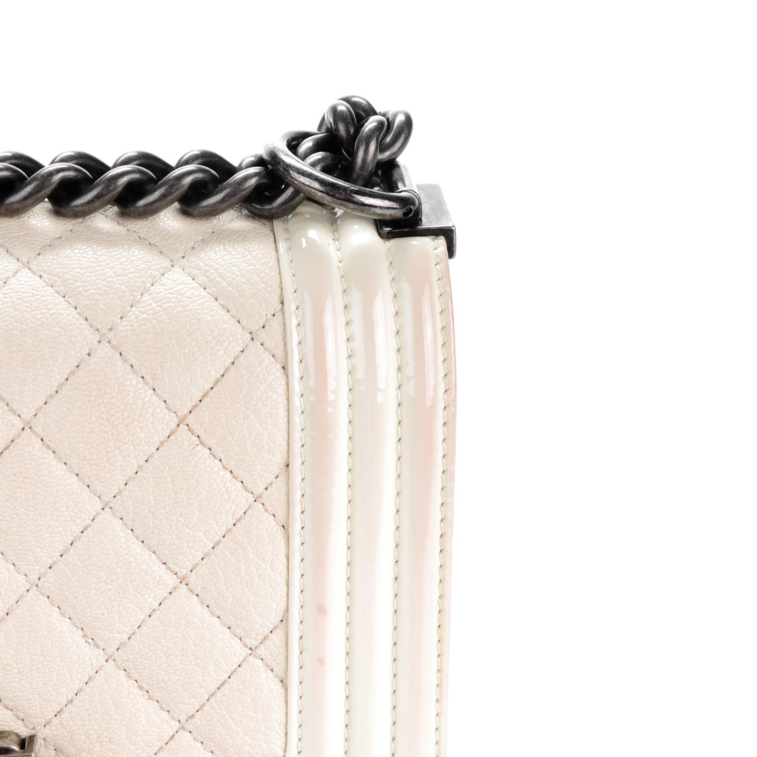 Chanel Goatskin Quilted Patent Small Duo Boy Flap White 9 of 9