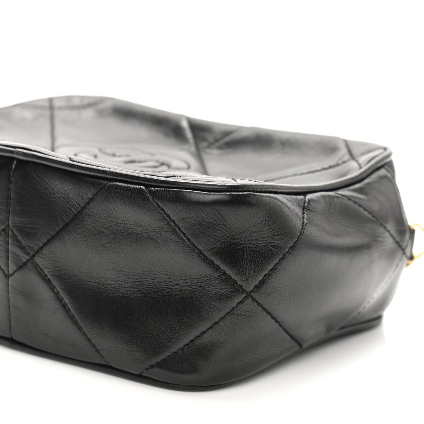 Lambskin Quilted CC Tassel Camera Case Black