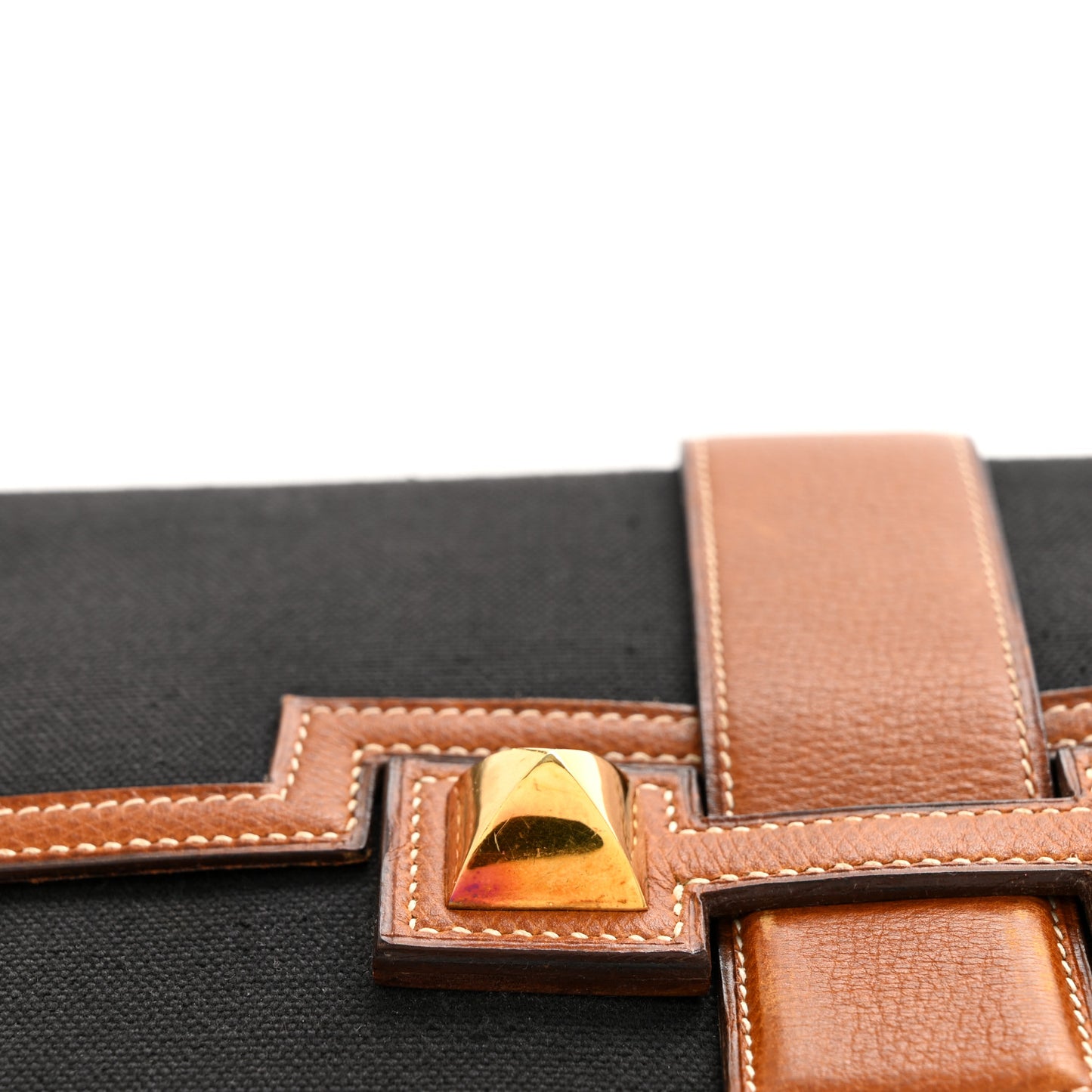 Canvas Courchevel Medor Clutch Gold Brown