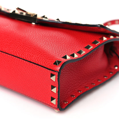 Valentino Garavani Pebbled Calfskin Medium Rockstud Flip Lock Crossbody Bag Rouge Pur 8 of 8