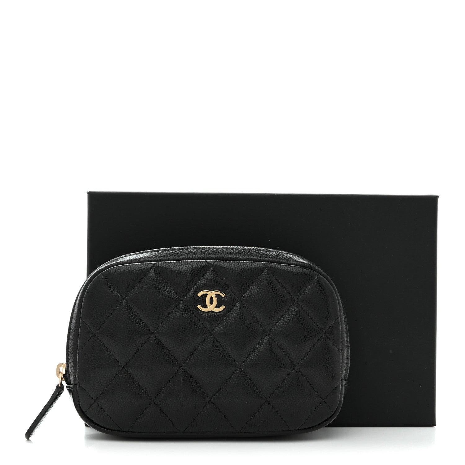 Chanel Caviar Quilted Small Curvy Pouch Cosmetic Case Black 8 of 8