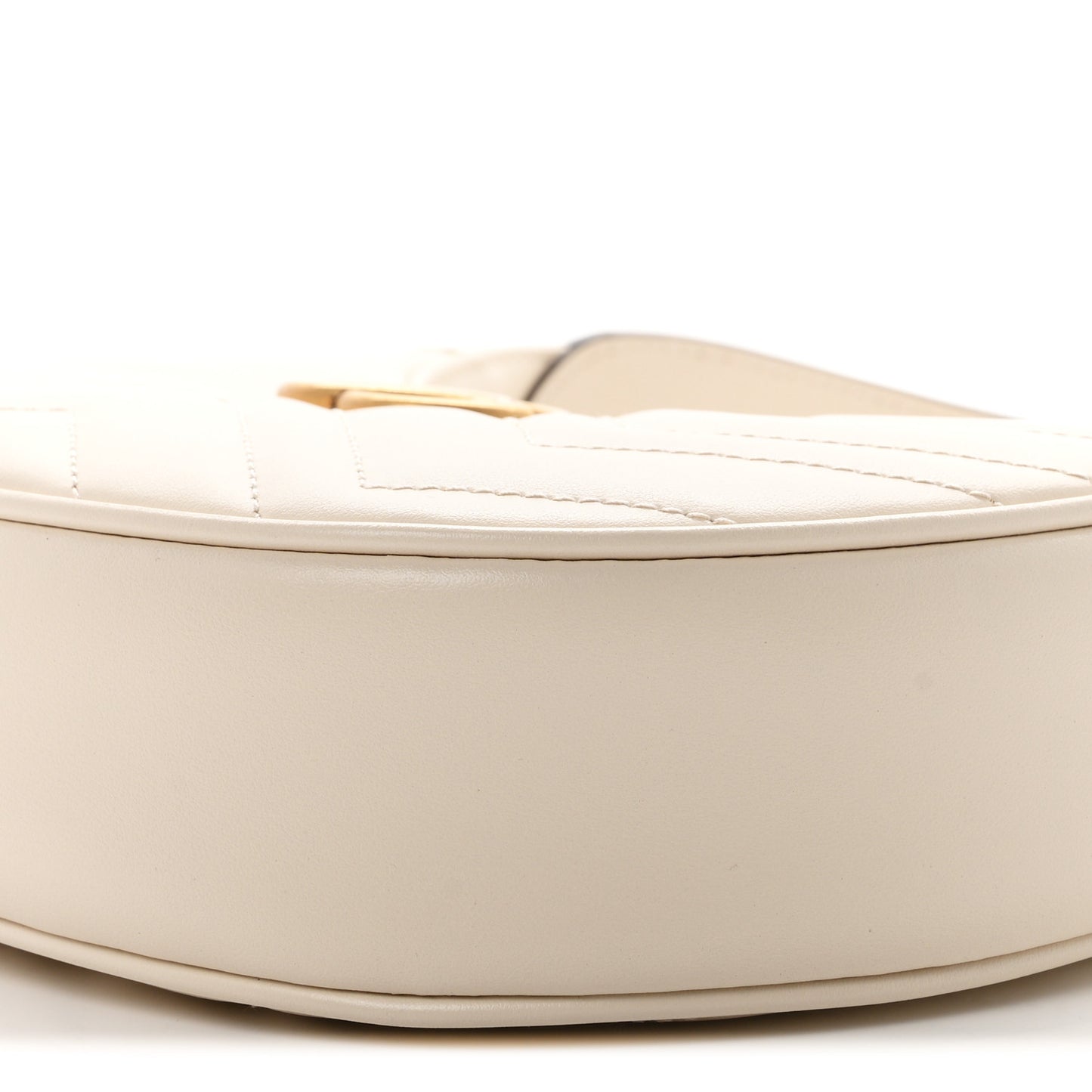 Calfskin Matelasse Chevron Mini GG Marmont Half Moon Hobo Mystic White