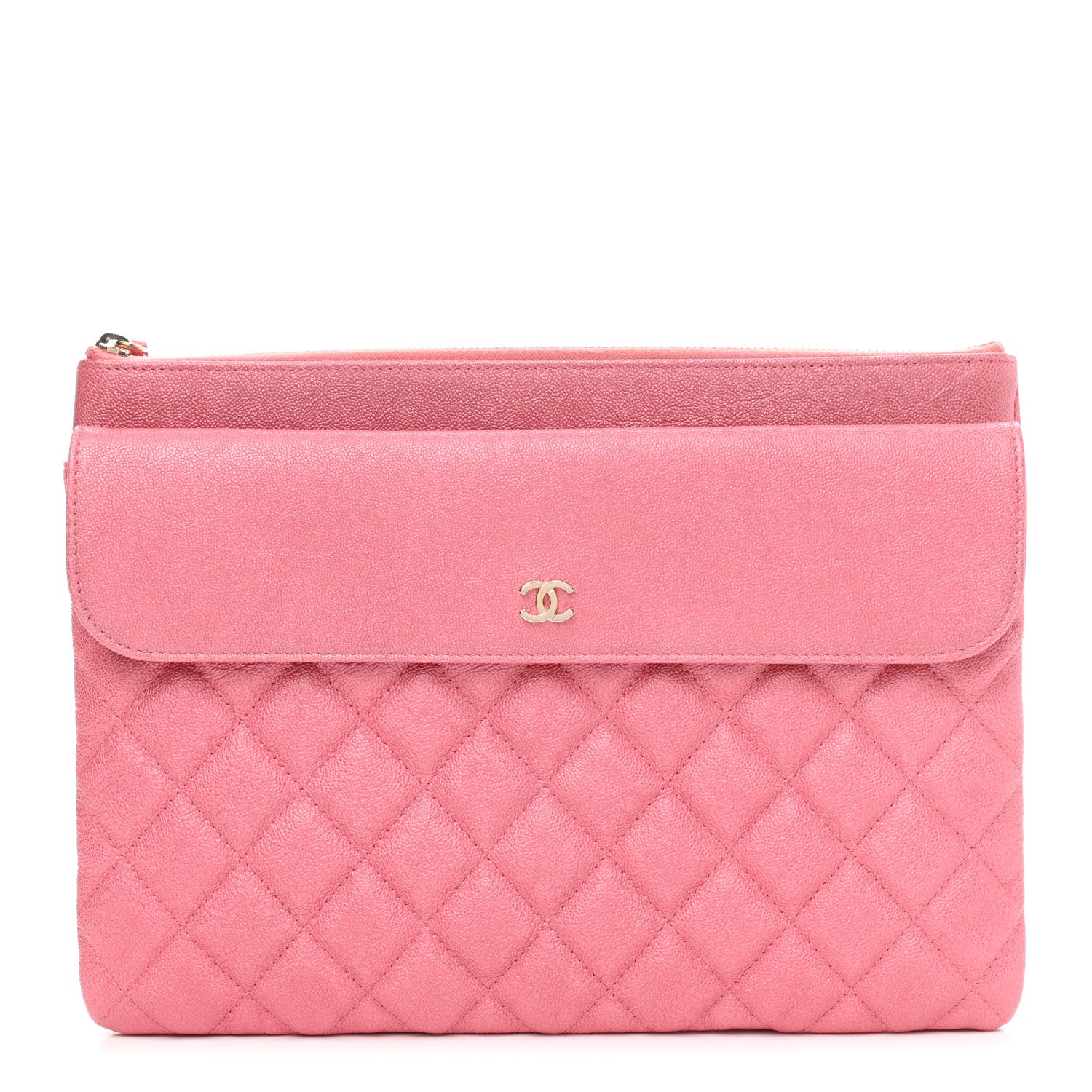 Chanel Iridescent Caviar Quilted Large Flap Cosmetic Case Pink 1 of 7
