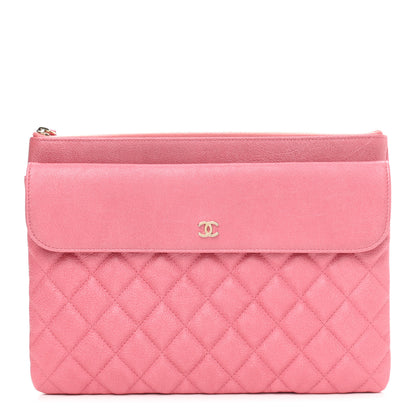 Chanel Iridescent Caviar Quilted Large Flap Cosmetic Case Pink 1 of 7