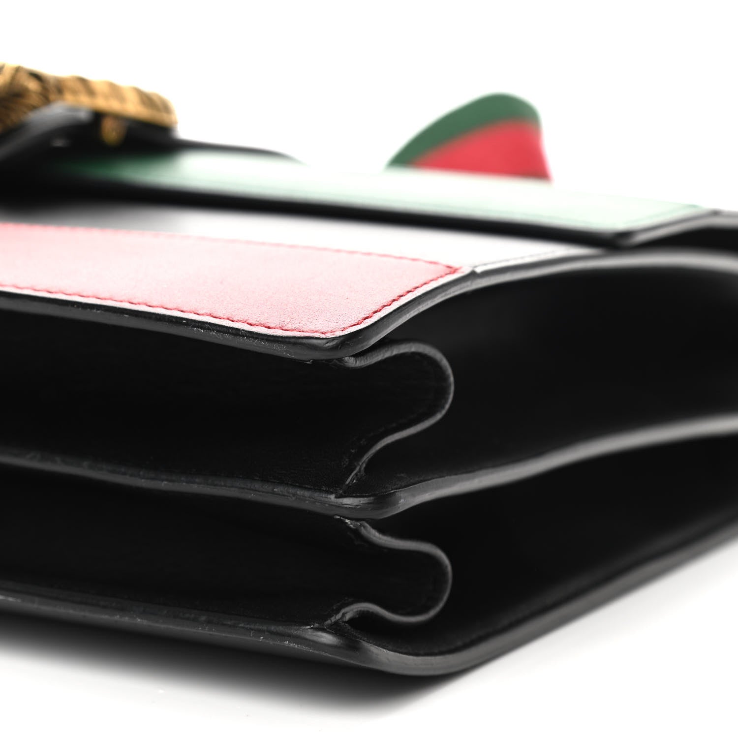 Gucci Calfskin Bamboo Web Large Dionysus Top Handle Bag Black Bright Evergreen Hibiscus Red 10 of 11