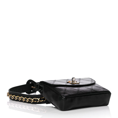 Chanel Lambskin Diamond Stitched Flap Waist Belt Bag 75 30 Black 4 of 18