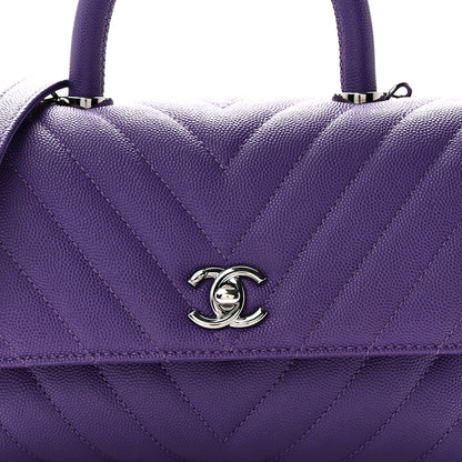 Chanel Caviar Chevron Quilted Mini Coco Handle Flap Purple 8 of 10