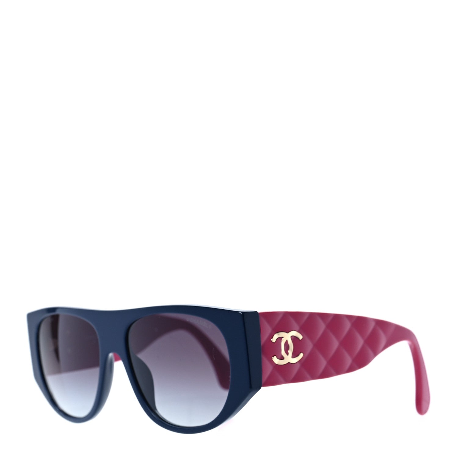 Chanel Acetate Quilted CC Pilot Sunglasses 71465 Blue Pink 1 of 6