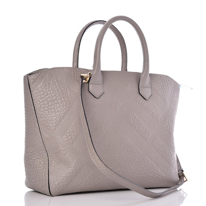Burberry Heritage Grain Check Embossed Medium Dewsbury Tote Pale Grey 3 of 8