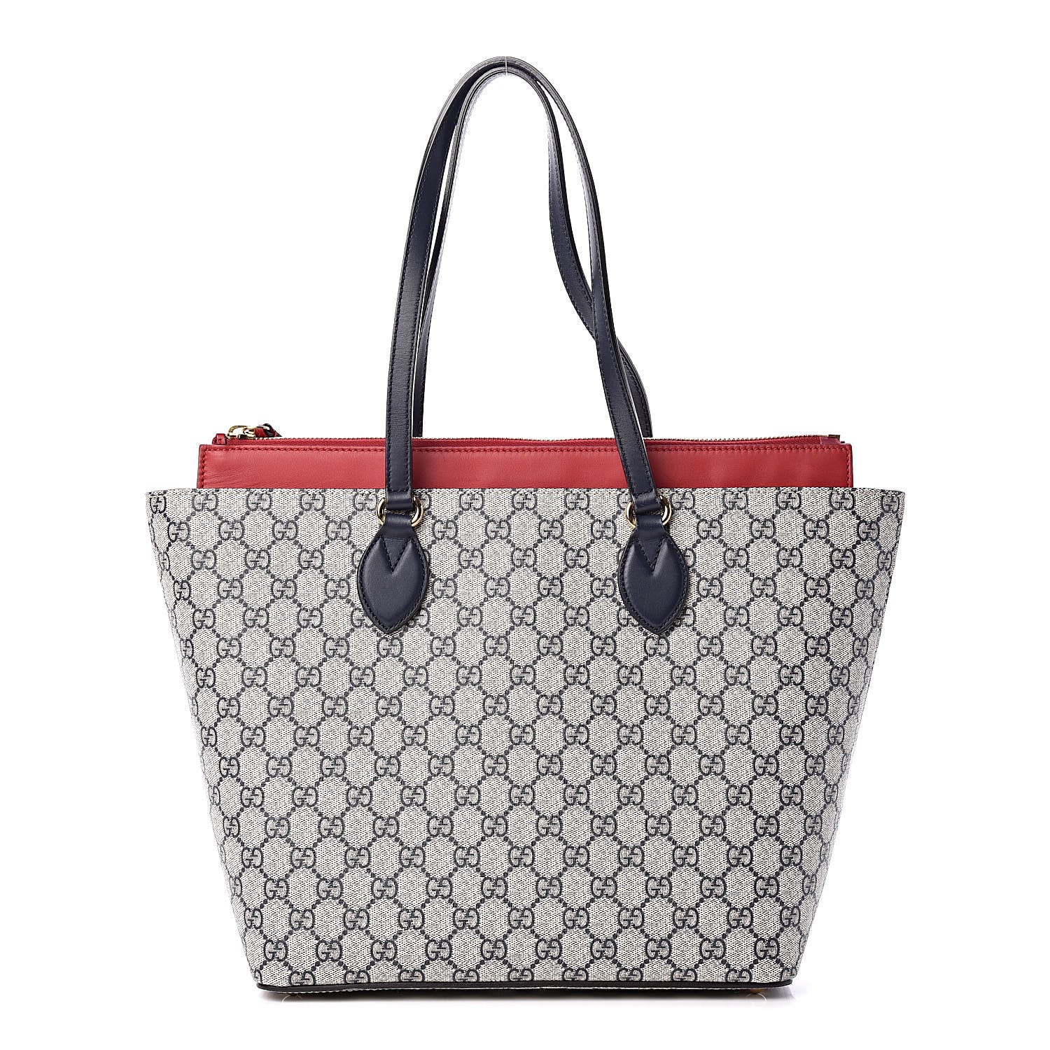 Gucci GG Supreme Monogram Medium Zippered Bucket Tote Beige Blue Hibiscus Red 1 of 11