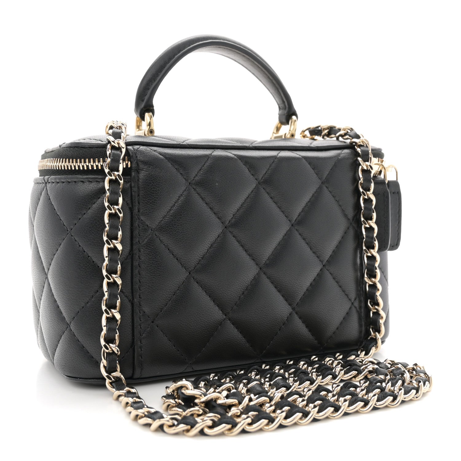 Chanel Lambskin Quilted Trendy Small Top Handle Vanity Case With Chain Black 3 of 11