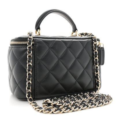 Chanel Lambskin Quilted Trendy Small Top Handle Vanity Case With Chain Black 3 of 11