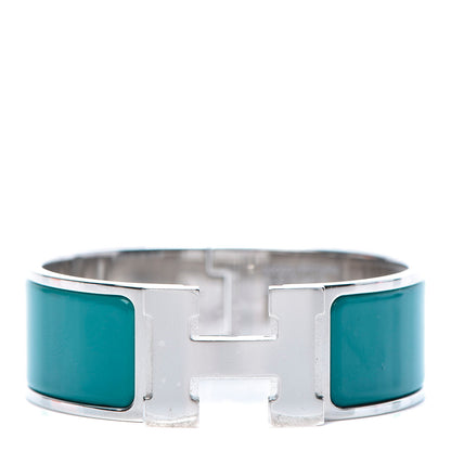 Hermes Enamel Wide Clic Clac H Bracelet PM Bleu Canard 1 of 5