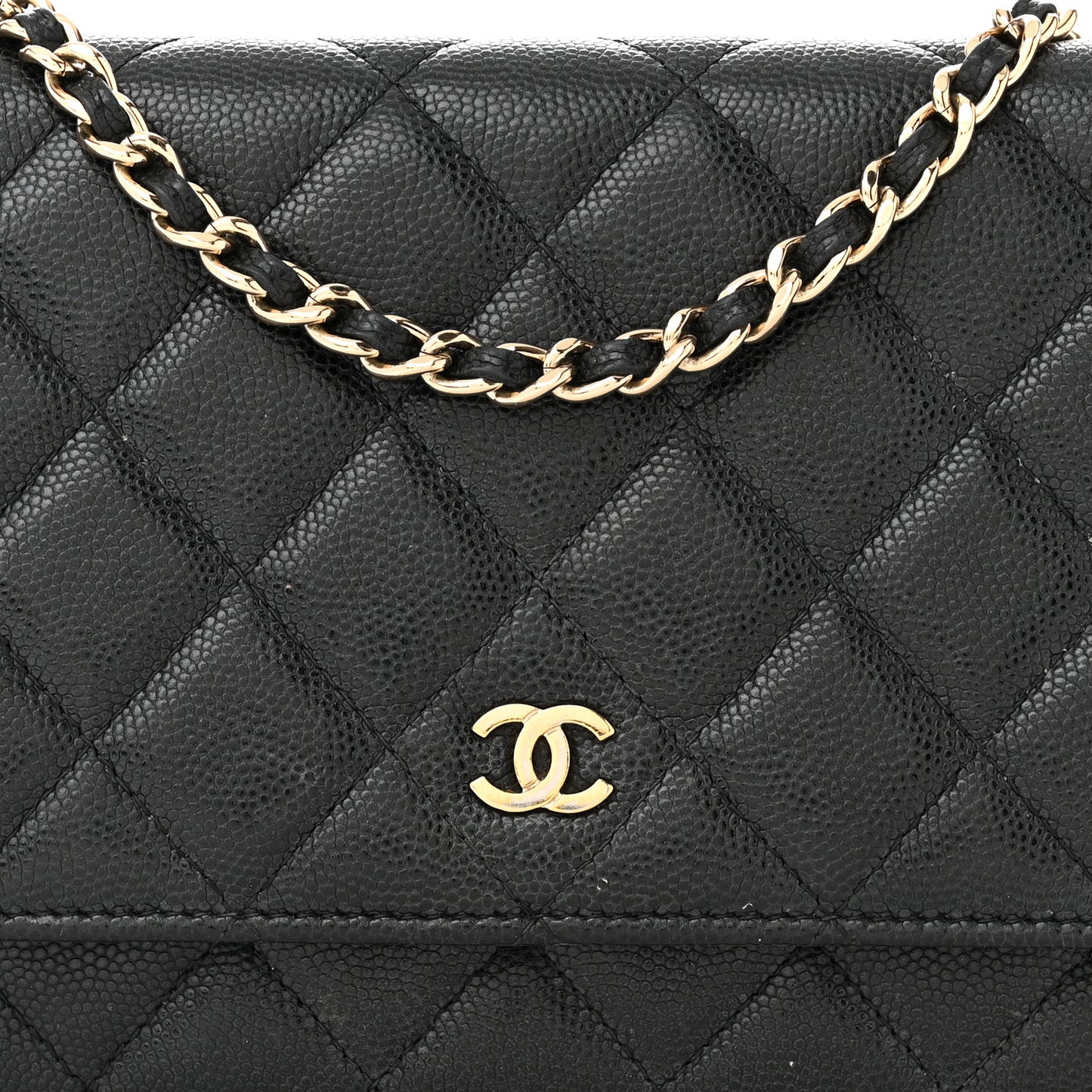 Caviar Quilted Wallet on Chain WOC Black