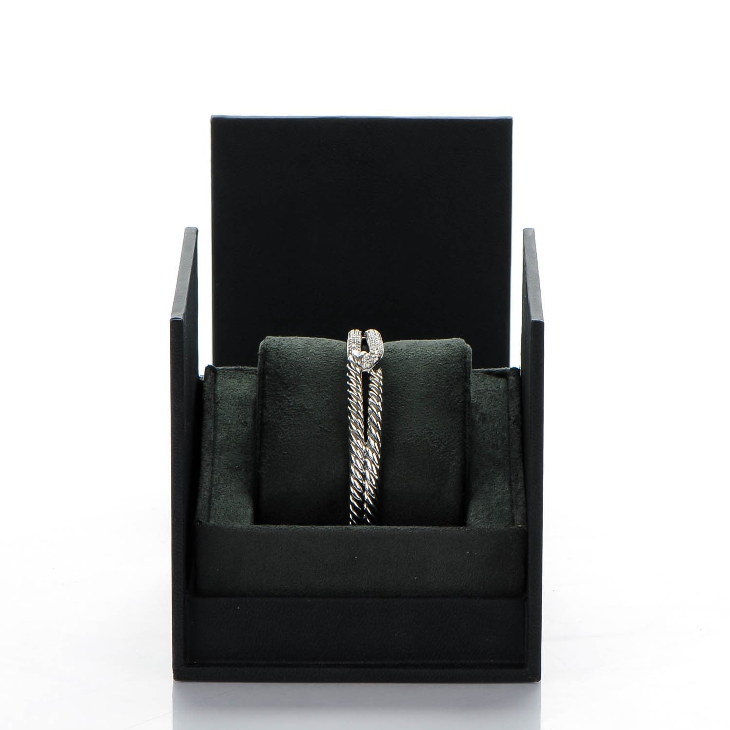David Yurman Sterling Silver Diamond Pave 10mm Single Loop Labyrinth Bracelet 6 of 6
