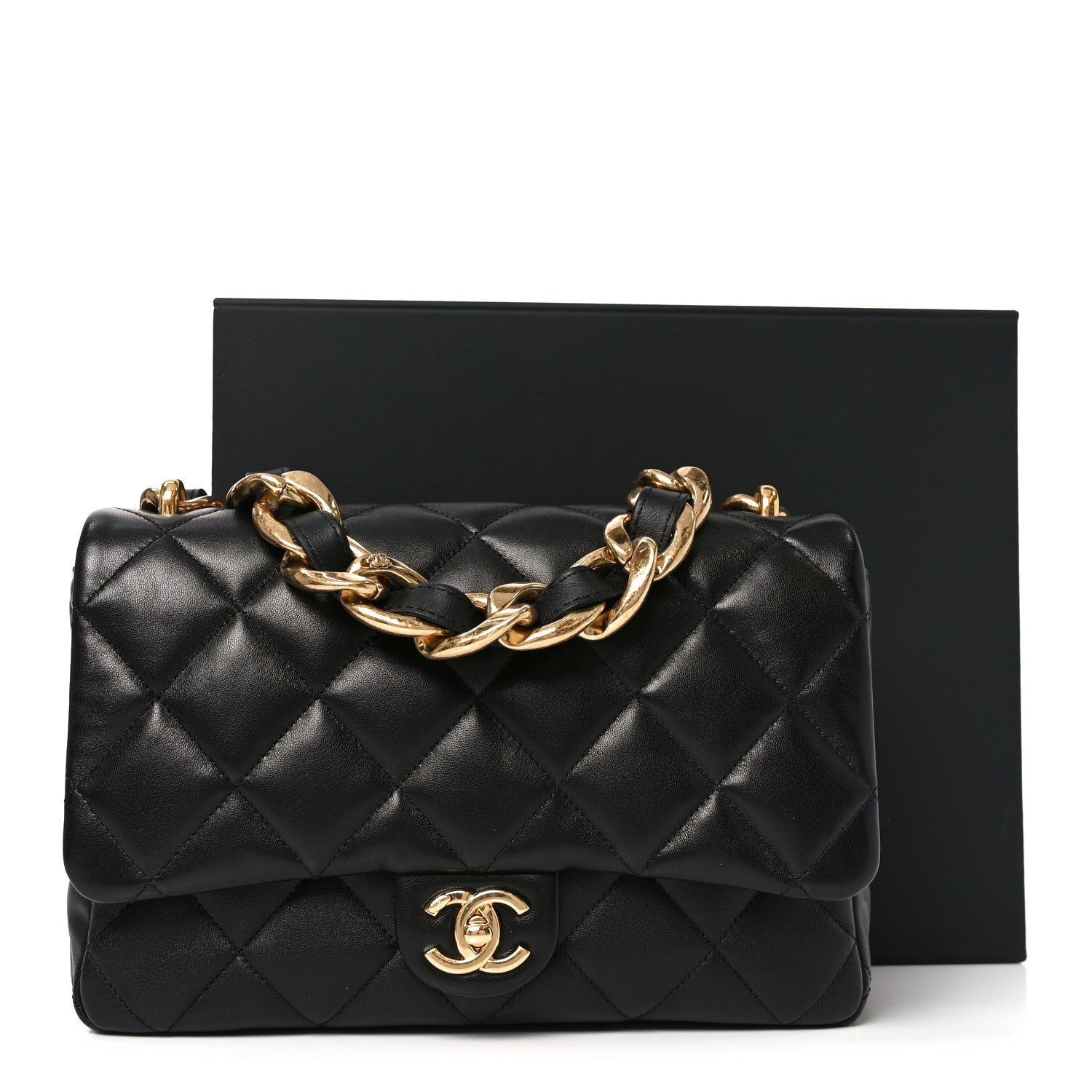 Chanel Lambskin Quilted Large CC Funky Town Flap Black 1879430