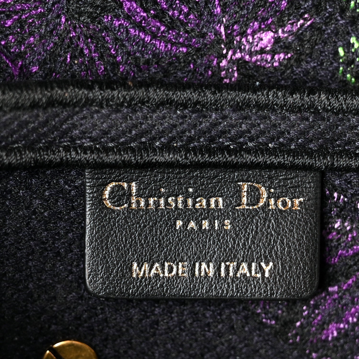 Christian Dior Canvas Embroidered Petites Fleurs Saddle Bag Black Multicolor 6 of 12