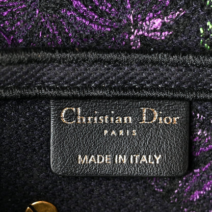 Christian Dior Canvas Embroidered Petites Fleurs Saddle Bag Black Multicolor 6 of 12