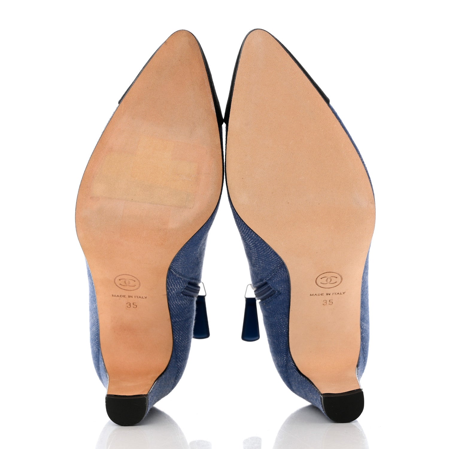 Chanel Denim Grosgrain Cap Toe Short Boots 35 Blue 5 of 9