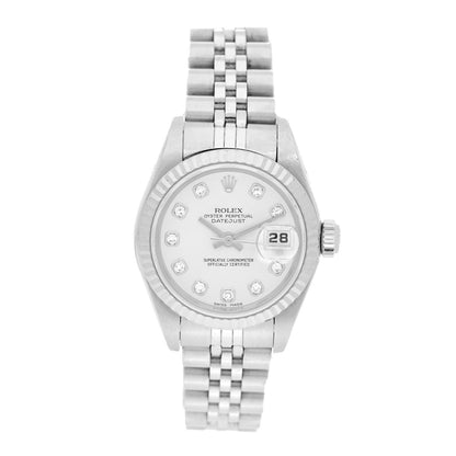 Rolex Stainless Steel 18K White Gold Diamond 26mm Oyster Perpetual Datejust Watch Silver 79174 1 of 4
