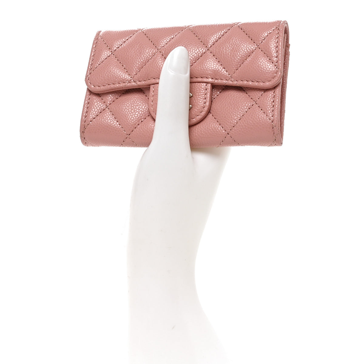 Chanel Caviar Quilted Flap Card Holder Wallet Light Pink 2 of 8